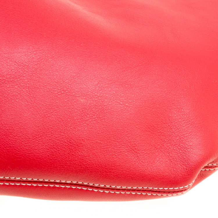 Pre Owned Loewe Cerise Red Leather Hobo