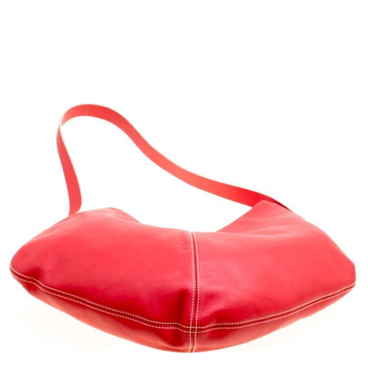 Pre Owned Loewe Cerise Red Leather Hobo