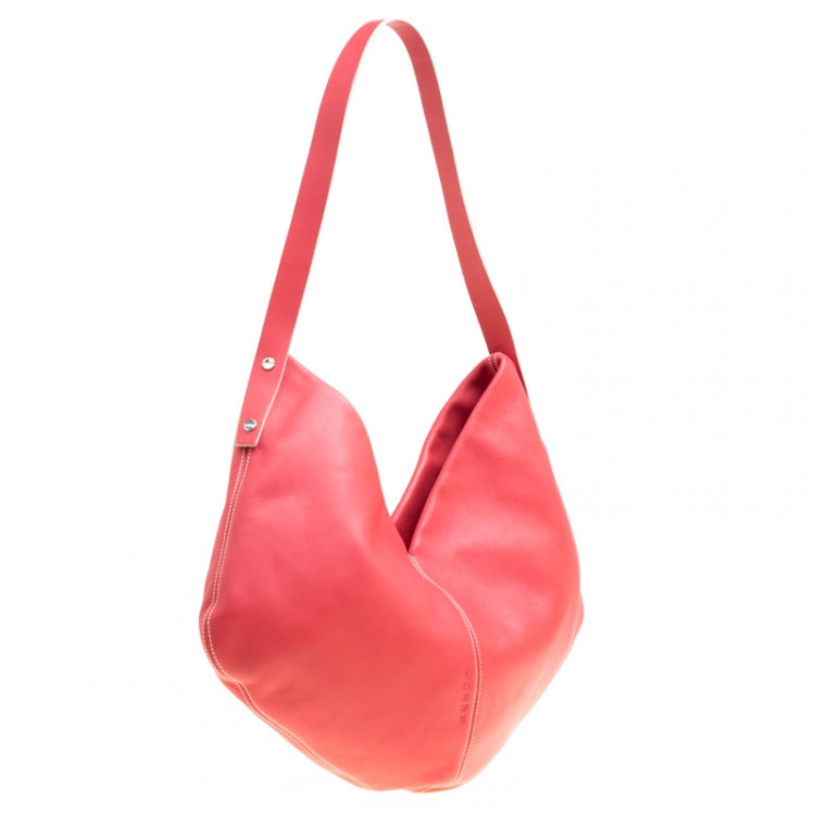 Pre Owned Loewe Cerise Red Leather Hobo