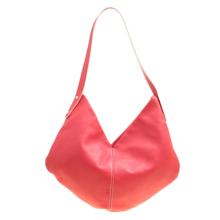 Pre Owned Loewe Cerise Red Leather Hobo