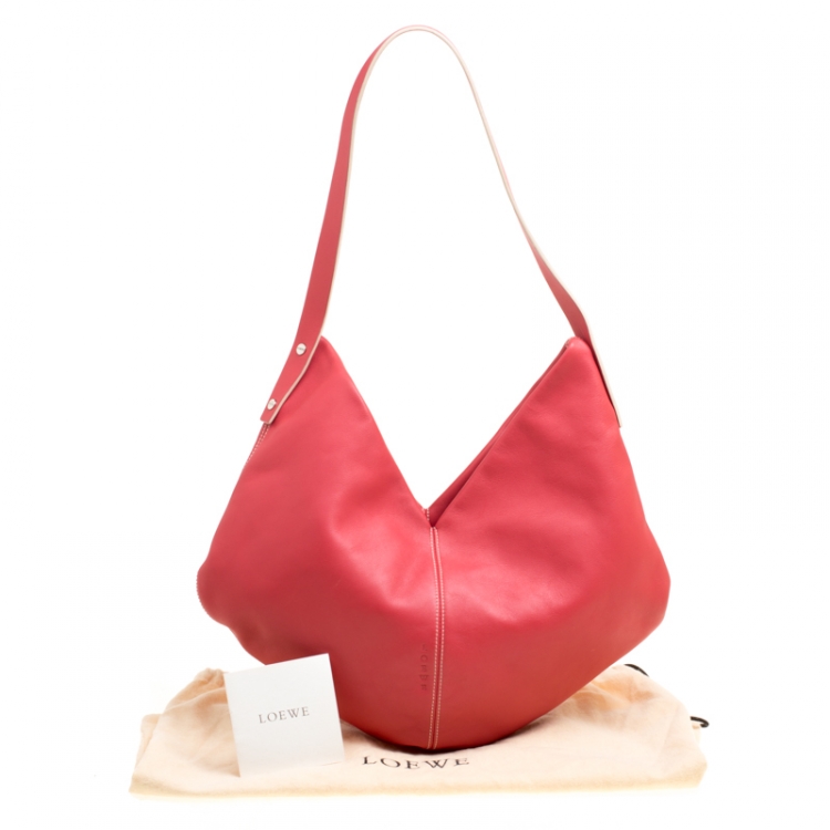 Pre Owned Loewe Cerise Red Leather Hobo