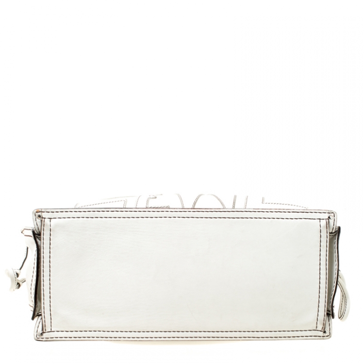 Pre Owned Loewe White Leather Shopping Tote