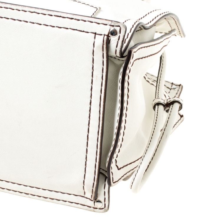 Pre Owned Loewe White Leather Shopping Tote