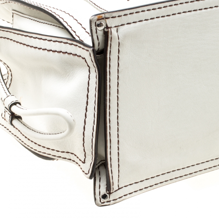 Pre Owned Loewe White Leather Shopping Tote
