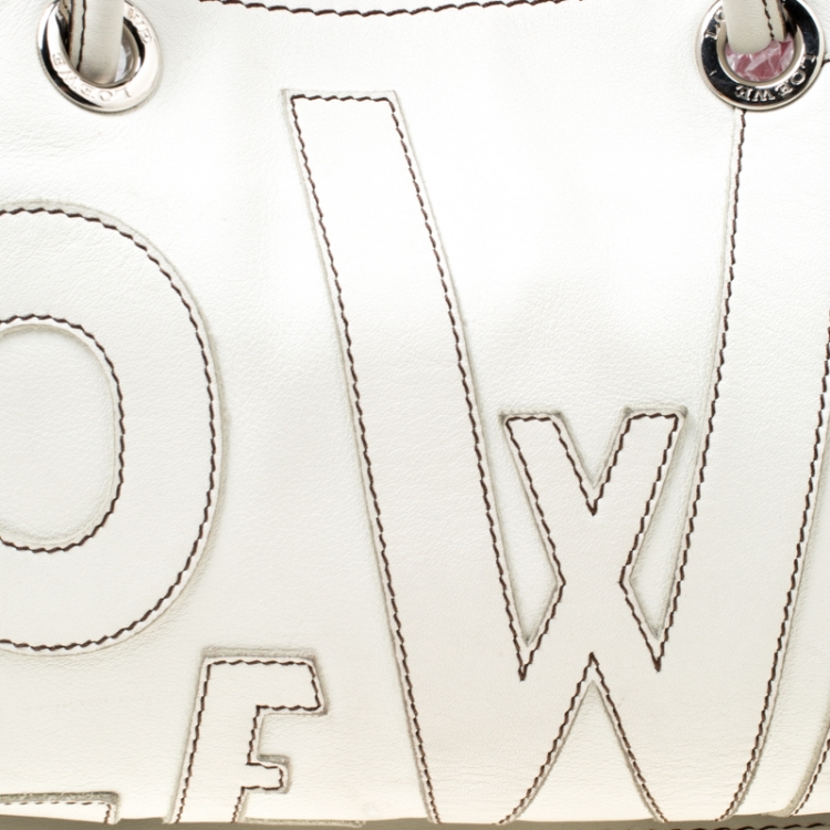 Pre Owned Loewe White Leather Shopping Tote