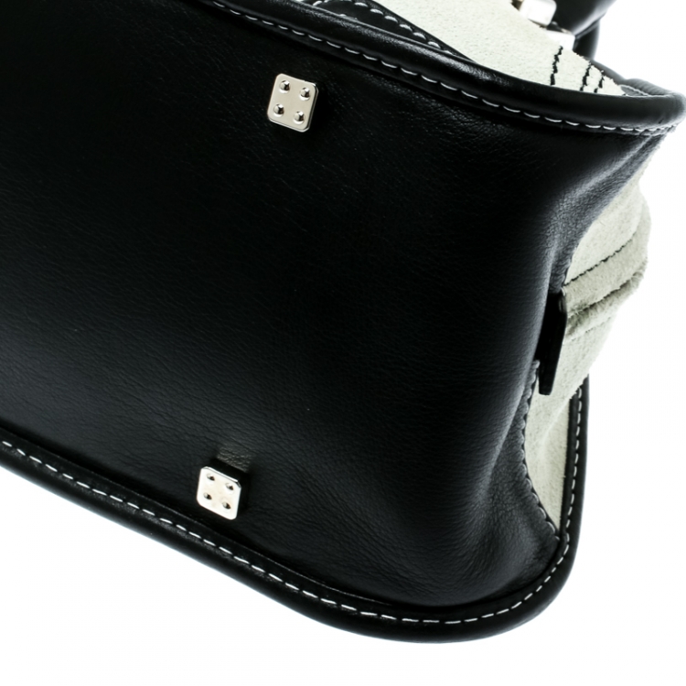 Pre Owned Loewe White Suede and Leather Amazona 36 Tote