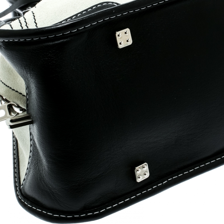 Pre Owned Loewe White Suede and Leather Amazona 36 Tote