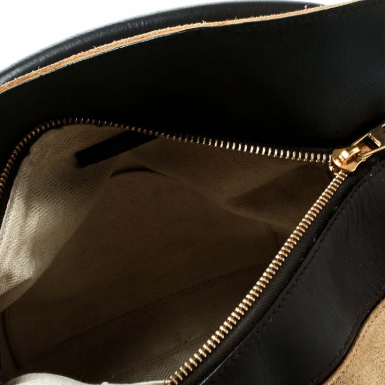 Pre Owned Loewe Beige Suede and Leather Puzzle Shoulder Bag