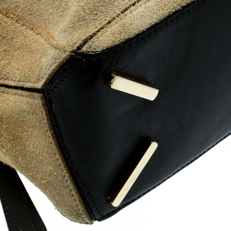 Pre Owned Loewe Beige Suede and Leather Puzzle Shoulder Bag