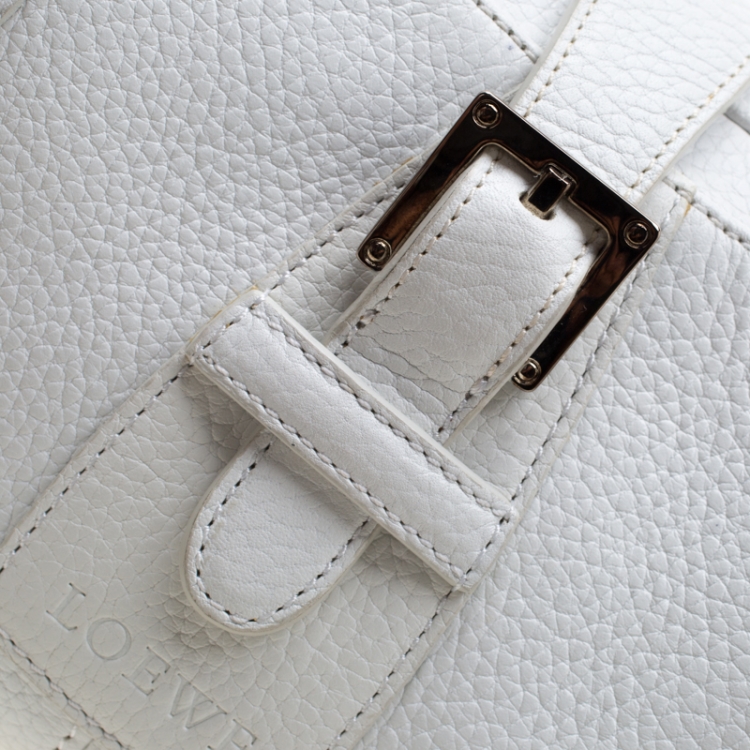 Loewe White Leather Senda Satchel
