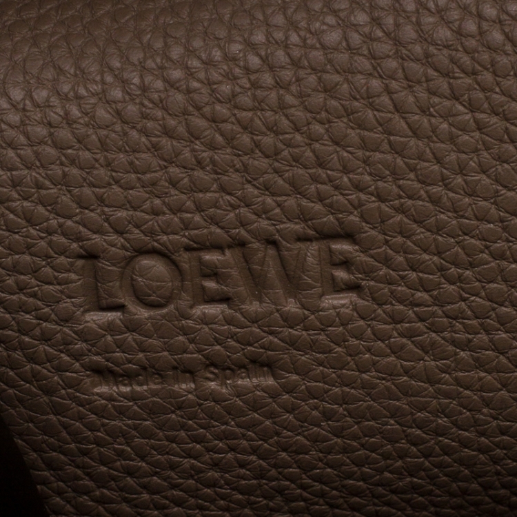 Pre Owned Loewe Dark Beige Leather Barcelona Crossbody Bag