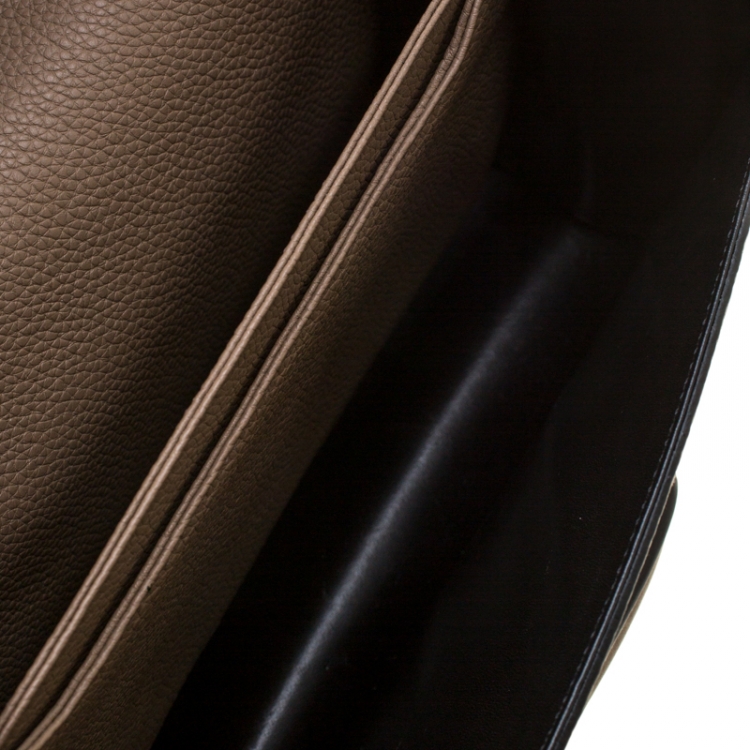 Pre Owned Loewe Dark Beige Leather Barcelona Crossbody Bag