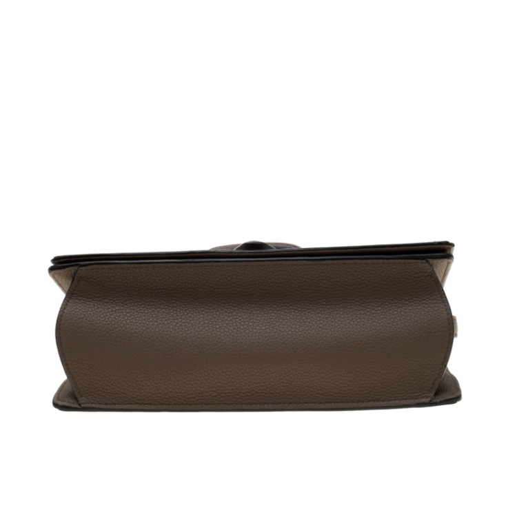 Pre Owned Loewe Dark Beige Leather Barcelona Crossbody Bag