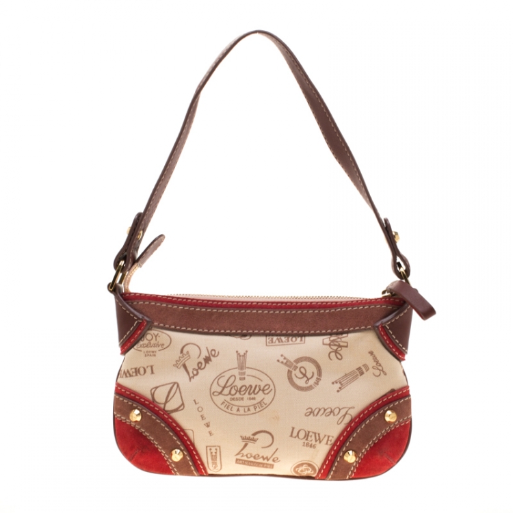 Pre Owned Loewe Multicolor Canvas and Suede Leather 160th Anniversary Shoulder Bag
