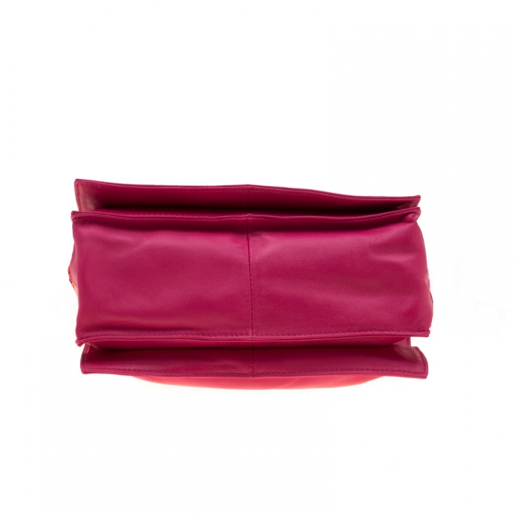 Pre Owned Loewe Pink/Coral Leather Small Flamenco Shoulder Bag