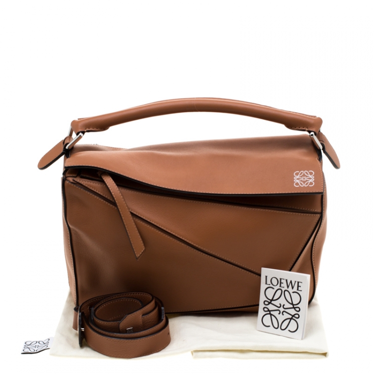 Pre Owned Loewe Tan Leather Medium Puzzle Shoulder Bag