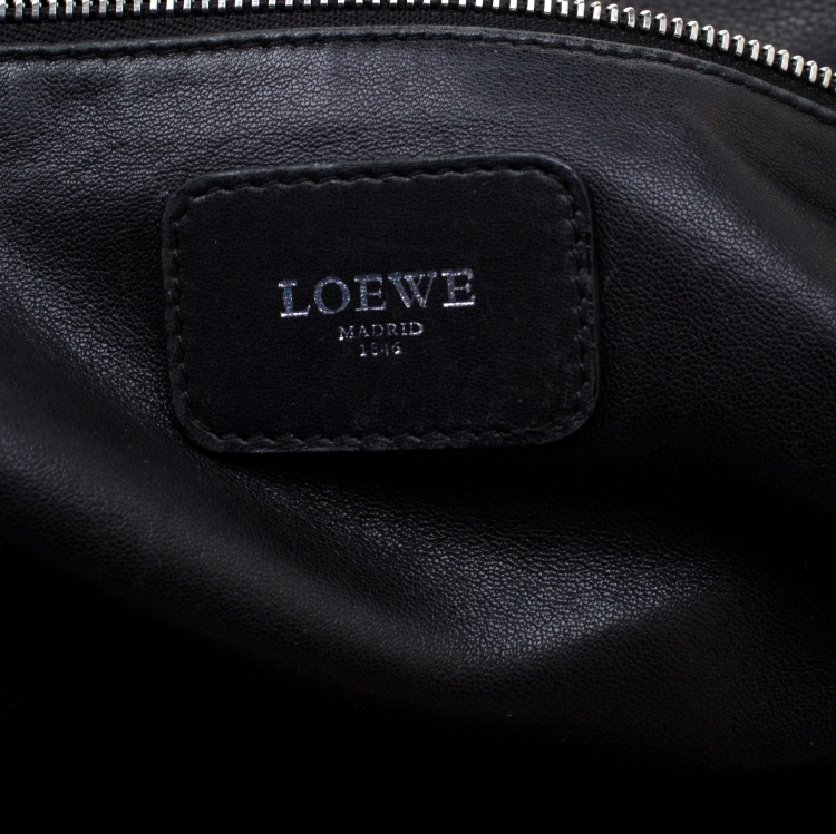 Pre Owned Loewe Black Leather Amazona Satchel Bag
