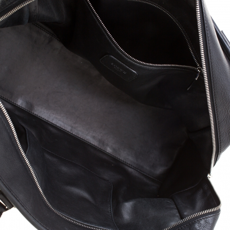 Pre Owned Loewe Black Leather Amazona Satchel Bag