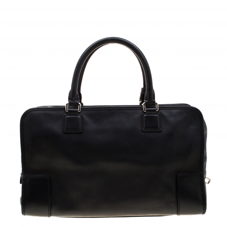 Pre Owned Loewe Black Leather Amazona Satchel Bag