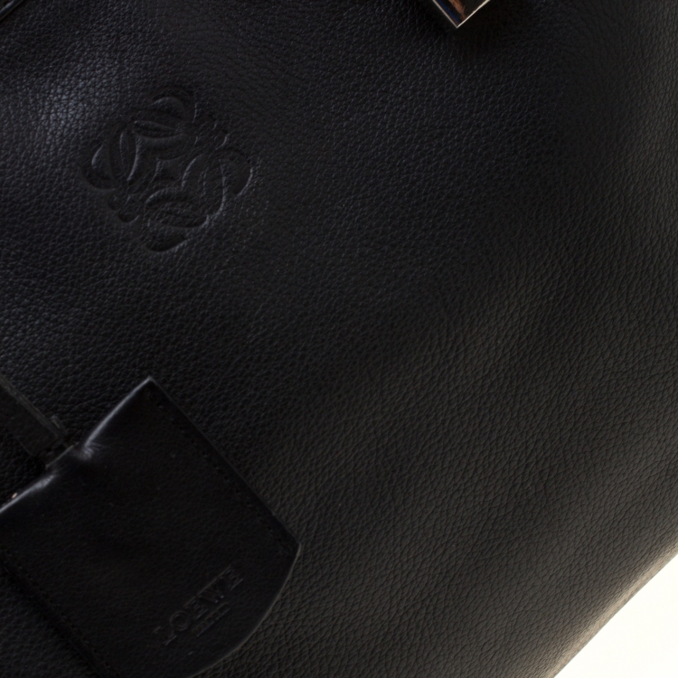 Pre Owned Loewe Black Leather Amazona Satchel Bag