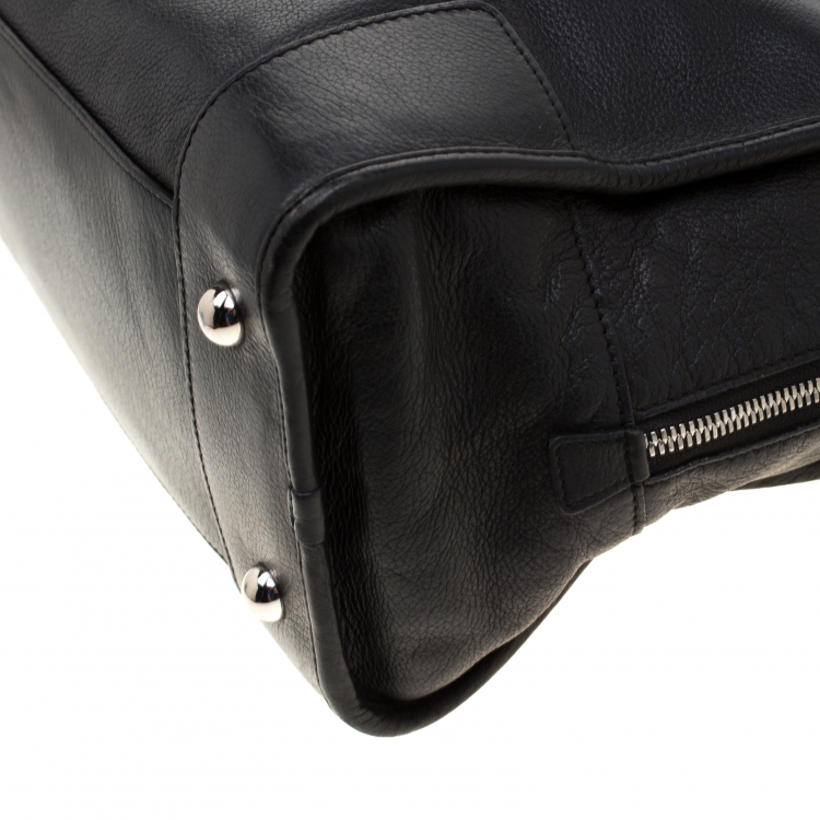 Pre Owned Loewe Black Leather Amazona Satchel Bag