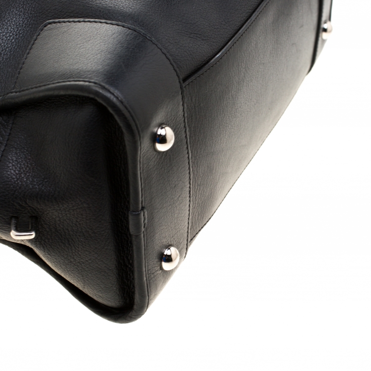 Pre Owned Loewe Black Leather Amazona Satchel Bag