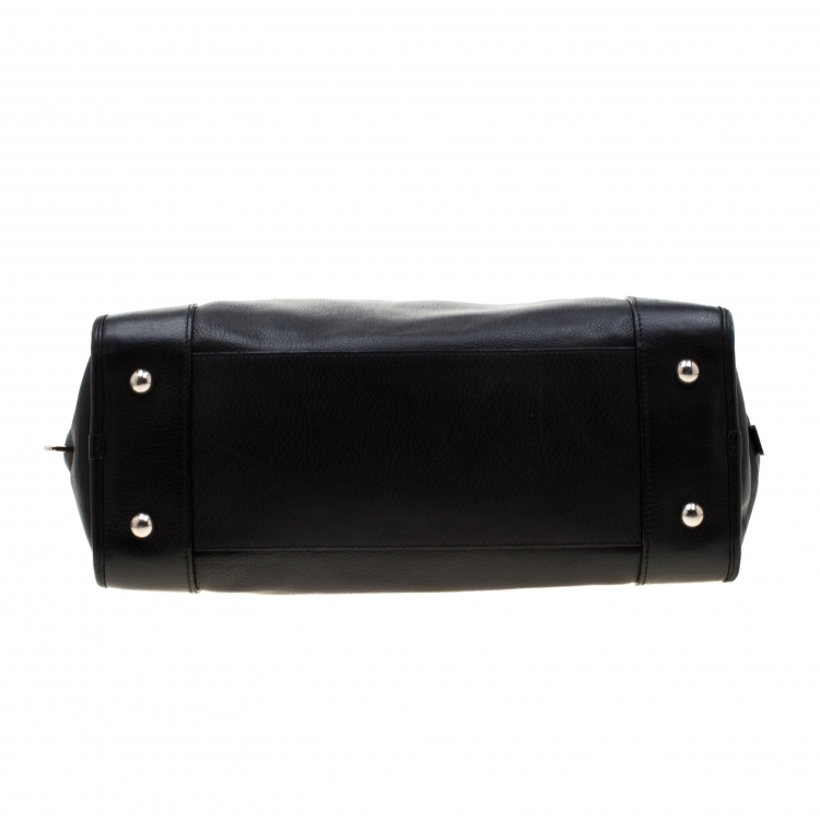 Pre Owned Loewe Black Leather Amazona Satchel Bag