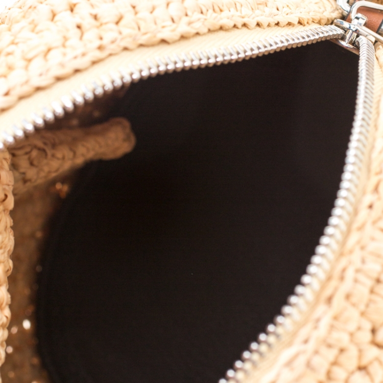 Pre Owned Loewe Beige Raffia Bunny Mini Crossbody Bag