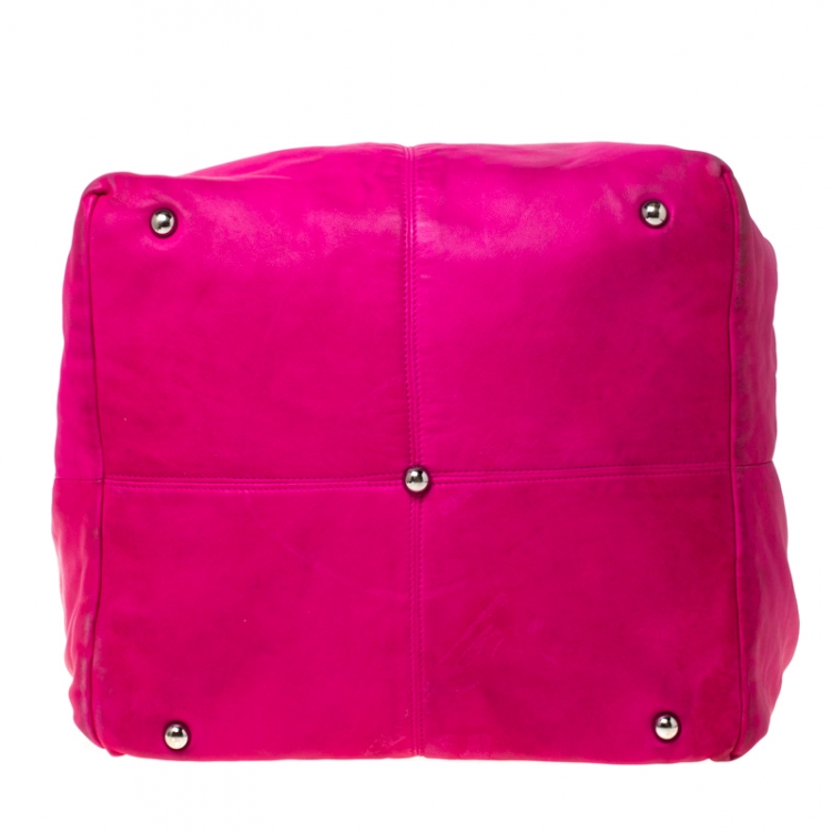 Pre Owned Loewe Hot Pink Calle Leather Shopper Tote