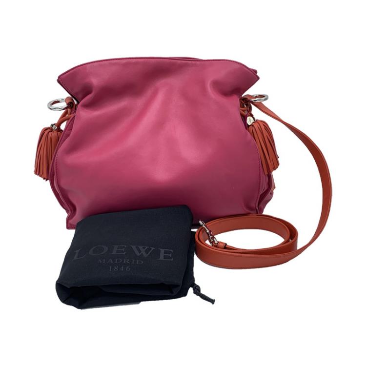 Pre Owned Loewe Two Tone Leather Flamenco Knot Bag