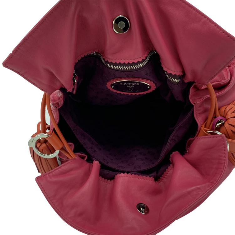 Pre Owned Loewe Two Tone Leather Flamenco Knot Bag
