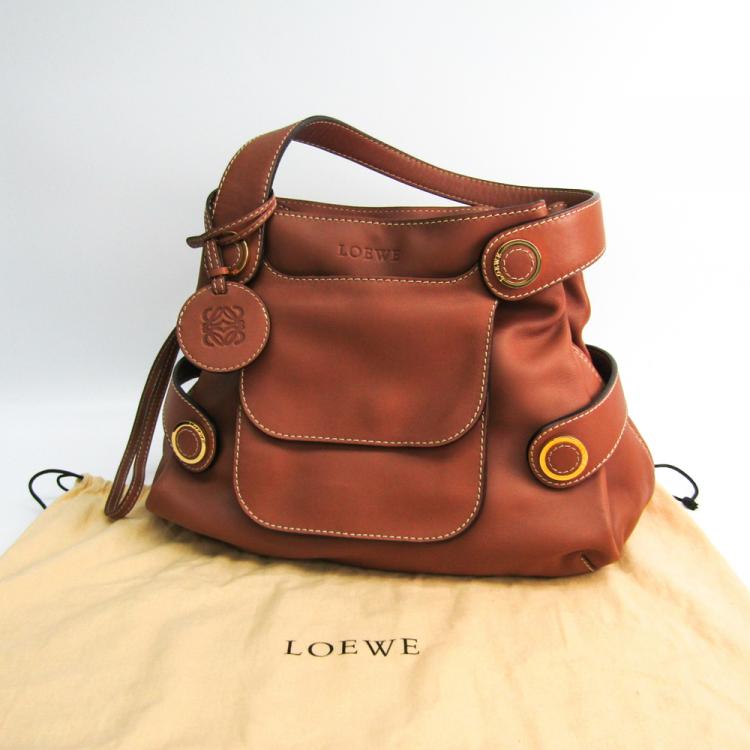 Pre Owned Loewe Brown Leather Shoulder Bag
