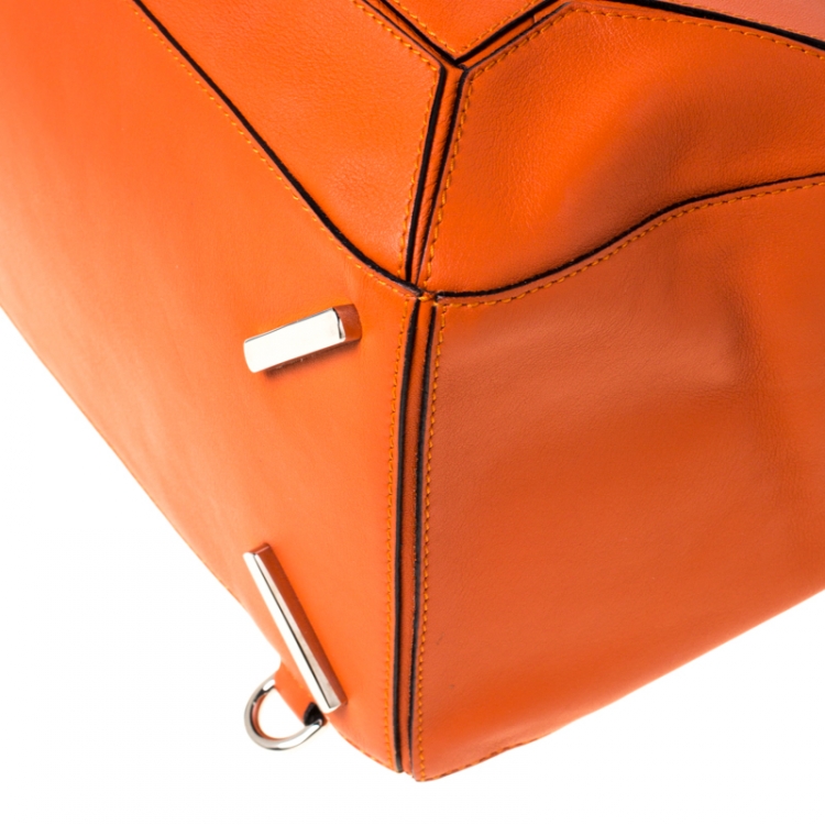 Pre Owned Loewe Orange Leather Puzzle Bag