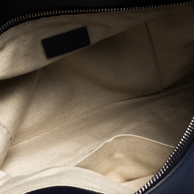 Pre Owned Loewe Navy Blue Leather Large Puzzle Bag