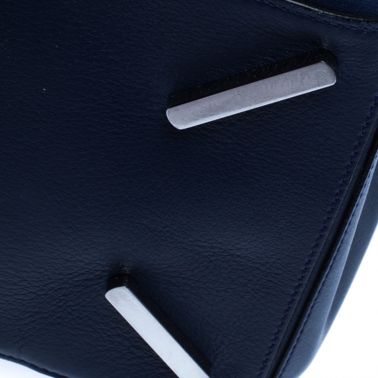 Pre Owned Loewe Navy Blue Leather Large Puzzle Bag