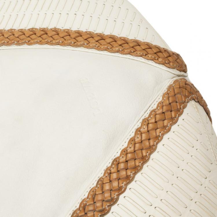 Pre Owned Loewe White and Brown Leather Hobo