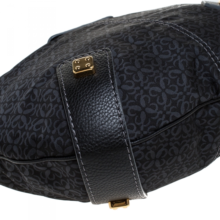 مملوكة مسبقًا Loewe Black Monogram Fabric and Leather Hobo
