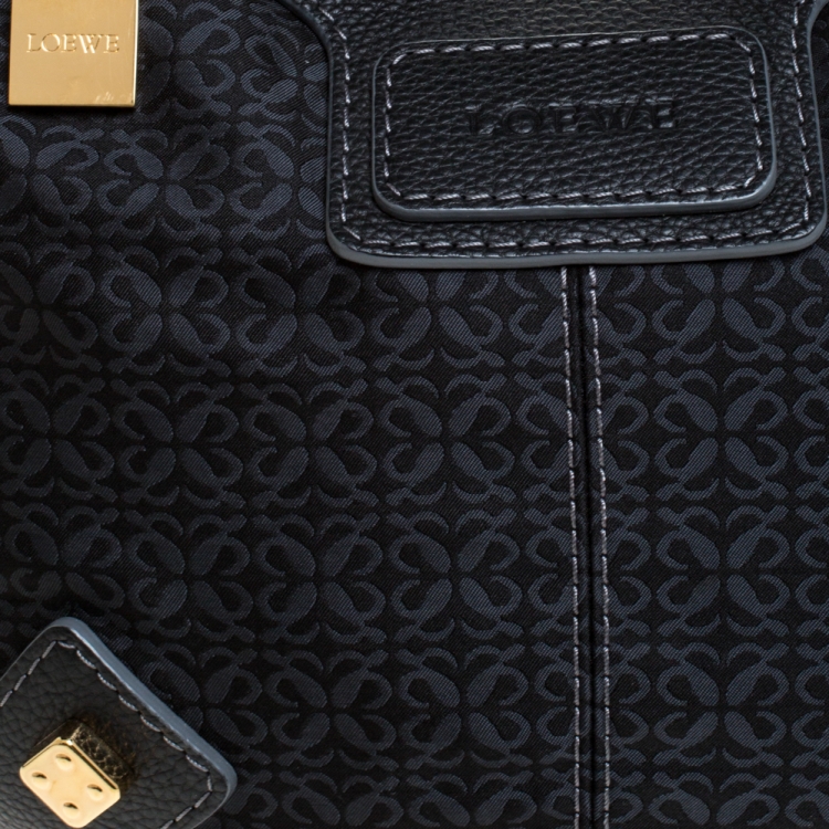 مملوكة مسبقًا Loewe Black Monogram Fabric and Leather Hobo