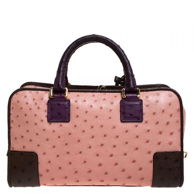 Pre Owned Loewe Bicolor Ostrich Amazona 28 Bag