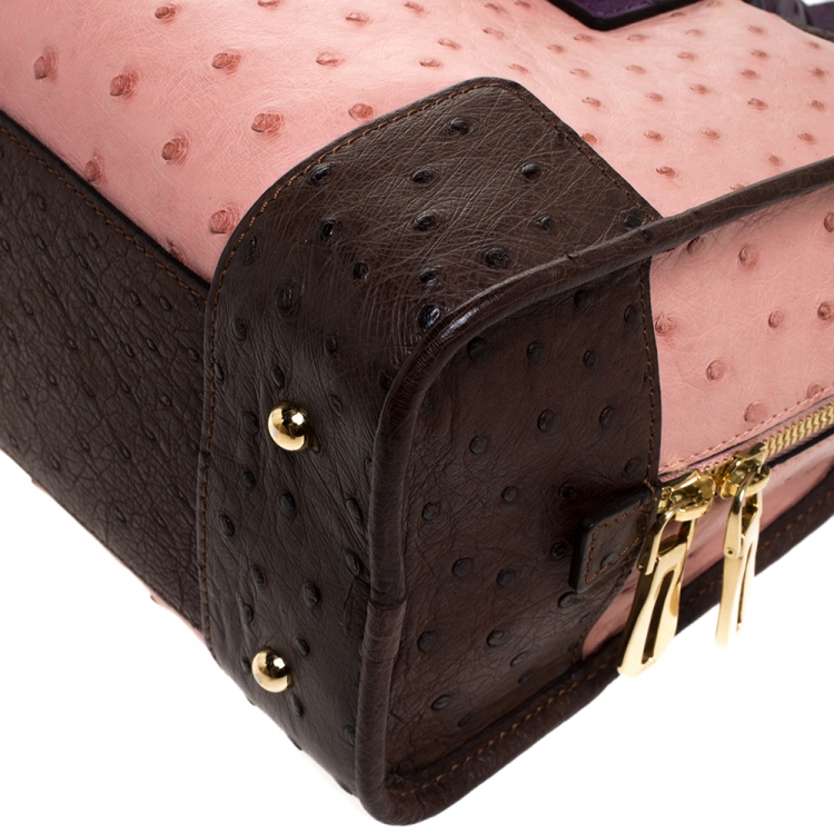 Pre Owned Loewe Bicolor Ostrich Amazona 28 Bag