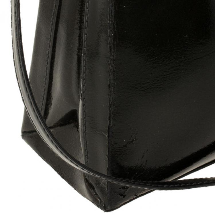 Pre Owned Loewe Satinless Steel Black Leather Top Handle Briefcase