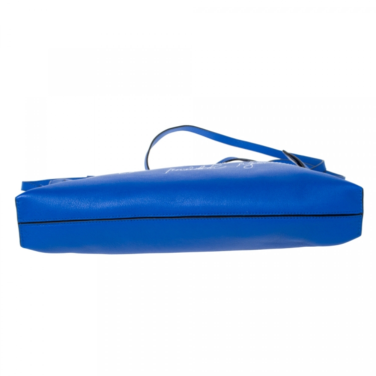 مملوكة مسبقًا Loewe Blue Leather T Pouch Embroidered Clutch Bag