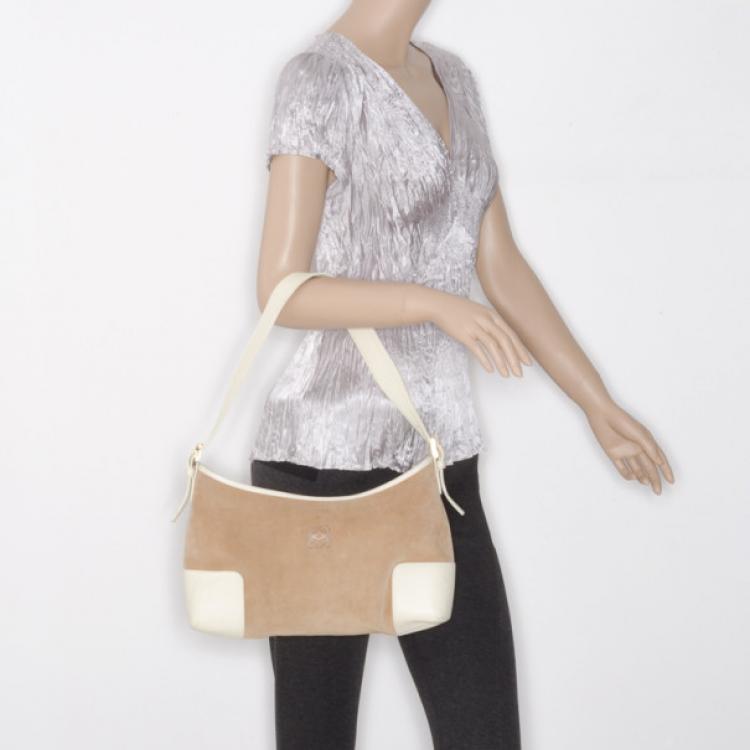 Pre Owned Loewe Small Suede Brown Shoulder Bag
