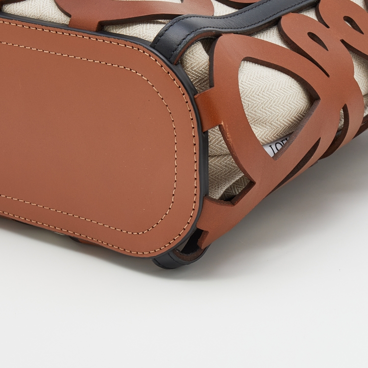 Pre Owned Loewe Brown Leather Anagram Cut Out Tote