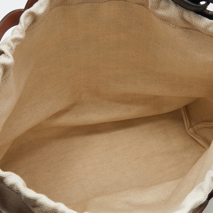 Pre Owned Loewe Brown Leather Anagram Cut Out Tote