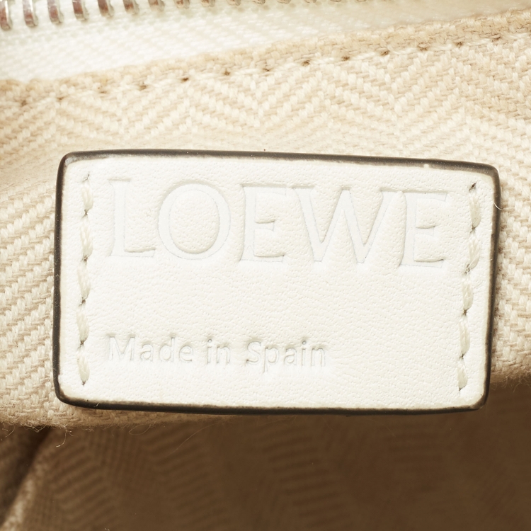 Pre Owned Loewe White Leather Small Puzzle Shoulder Bag
