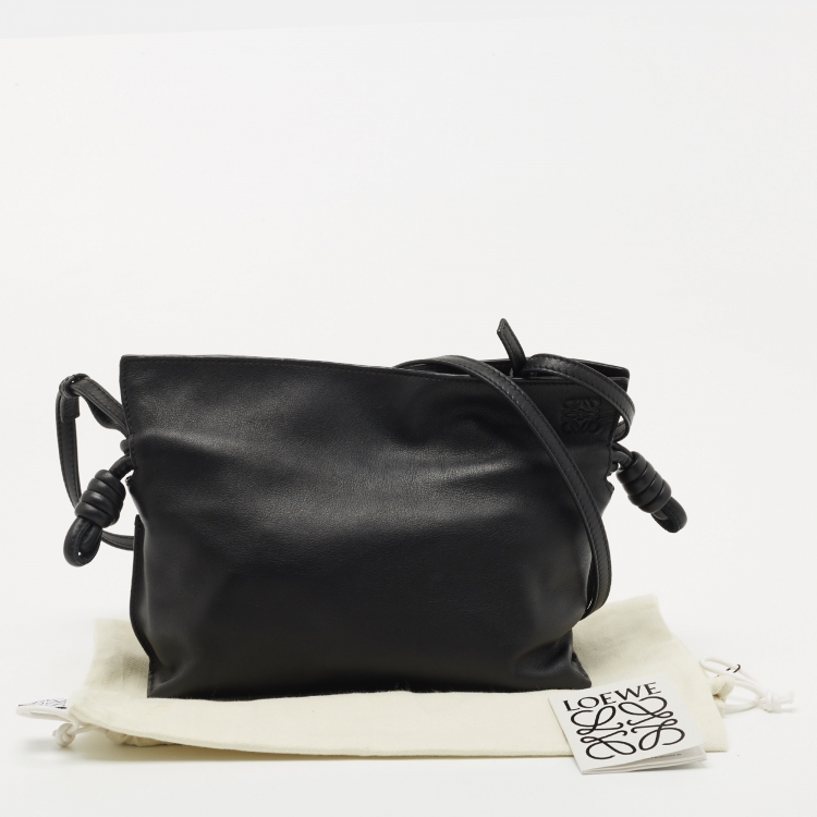 Pre Owned Loewe Black Leather Flamenco Shoulder Bag