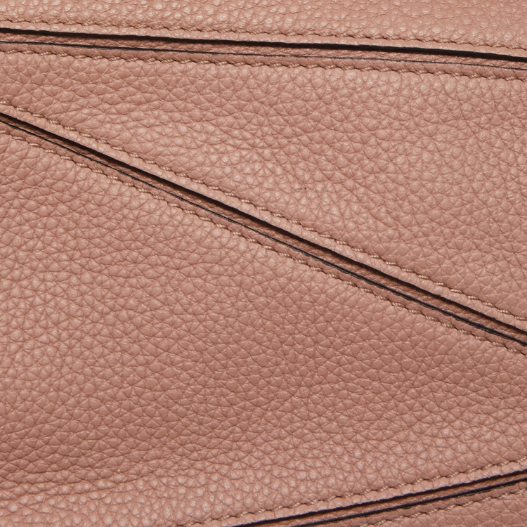 Pre Owned Loewe Old Rose Leather Mini Puzzle Shoulder Bag