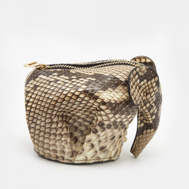 Pre Owned Loewe Beige Python Elephant Coin Purse 