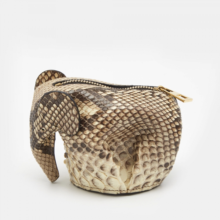 Pre Owned Loewe Beige Python Elephant Coin Purse 